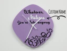 Whatever, You're Late Anyway - Custom Name Purple Wall Clock - thumbnail 1