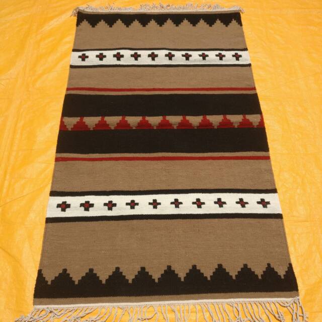 Navajo Rug Southwestern Hand Woven Kilim Dhurry Wool Geometric Turkish Style Design Bohemian Home Decor 5x8, 8x10 Ft - image 1