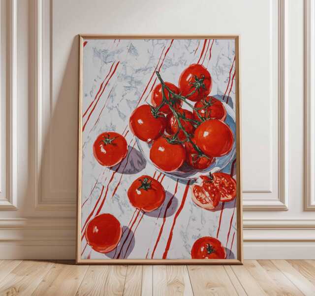 Tomato Still Life Art Print - Modern Kitchen Food Poster