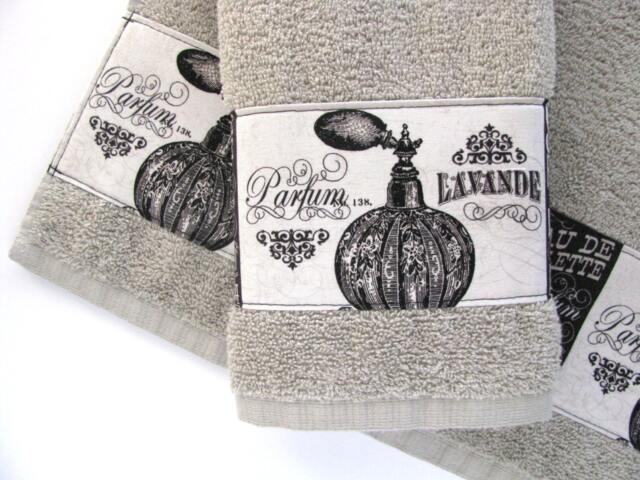 Vintage Perfume Bottle Towel French Bathroom Decor - image 1