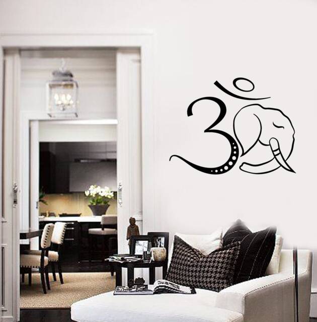 Om Symbol Vinyl Wall Decal Ganesha Hinduism God Elephant Stickers Mural - #2835Di - image 1