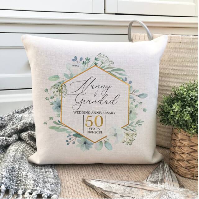 Personalised Golden Wedding Anniversary Cushion - image 1