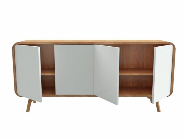 High Sideboard, Natural Wood Dresser, Credenza Tv Stand Vinyl Record Storage Media Console Art Deco Mid Century Handmade Custom Furniture - image 1