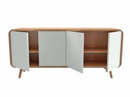 High Sideboard, Natural Wood Dresser, Credenza Tv Stand Vinyl Record Storage Media Console Art Deco Mid Century Handmade Custom Furniture