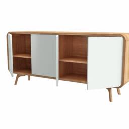High Sideboard, Natural Wood Dresser, Credenza Tv Stand Vinyl Record Storage Media Console Art Deco Mid Century Handmade Custom Furniture - thumbnail 2