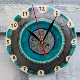 Handmade Ceramic Wall Clock - Small Kitchen Clock, Frozen Morning Pottery Decor - thumbnail 4