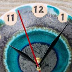 Handmade Ceramic Wall Clock - Small Kitchen Clock, Frozen Morning Pottery Decor - thumbnail 3