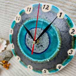 Handmade Ceramic Wall Clock - Small Kitchen Clock, Frozen Morning Pottery Decor - thumbnail 2