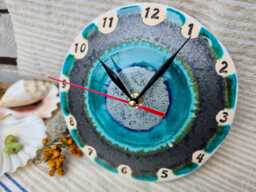 Handmade Ceramic Wall Clock - Small Kitchen Clock, Frozen Morning Pottery Decor