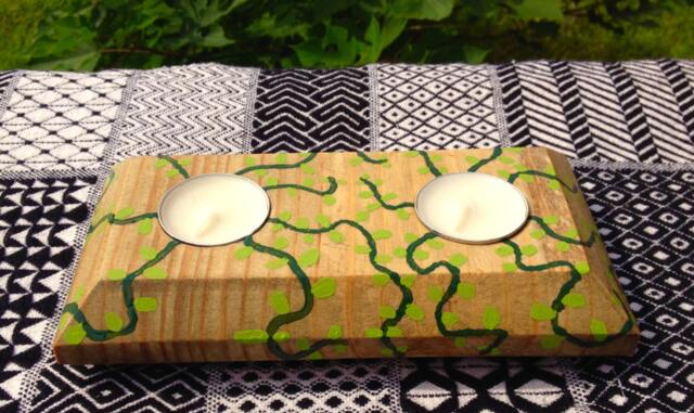 Tendrils Of Nature - Vines Salvaged Wood Tea Lights Candle Holder Ivy Plants Natural Decor Wooden Country Home - image 1