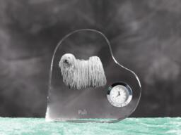 Puli - Crystal Clock in The Shape Of A Heart With Image Pure-Bred Dog - thumbnail 1