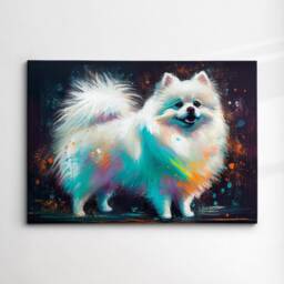 Colorful Pomeranian Dog Pet Abstract Modern Oil Painting Wall Art, Framed Canvas Poster Print, Home Kitchen Office Room Decor, Gifts - thumbnail 3