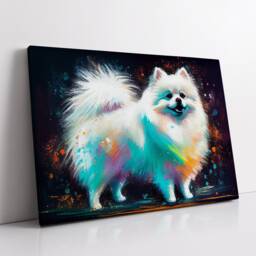 Colorful Pomeranian Dog Pet Abstract Modern Oil Painting Wall Art, Framed Canvas Poster Print, Home Kitchen Office Room Decor, Gifts - thumbnail 2