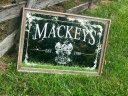 Personalized Family Crest Coat Of Arms Mirror in Barnwood Frame-Personalized Bar Mirror-Custom Engraved Mirror-Barn Wood Mirror-24x36 - thumbnail 1