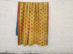 Hand Stitched Twin Kantha Quilt Vintage Indian Cotton Bedspread