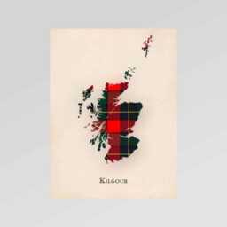 Clan Kilgour Scottish Tartan Map - Of Scotland Family Wall Decor, Ready To Hang - thumbnail 2