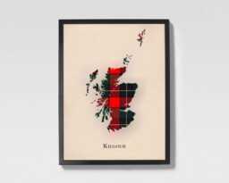 Clan Kilgour Scottish Tartan Map - Of Scotland Family Wall Decor, Ready To Hang - thumbnail 1