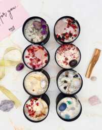 Soy Wax Crystal Candle, Spiritual Gift With 8 Intentions To Choose From