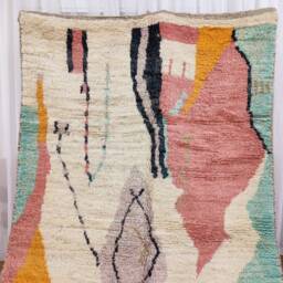 Handwoven Boujaad Rug, Colorful Moroccan Berber Wool Carpet, Boho Design - thumbnail 2