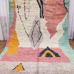 Handwoven Boujaad Rug, Colorful Moroccan Berber Wool Carpet, Boho Design - thumbnail 3