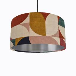 Retro Bold Multicoloured Lampshade With Silver Lining, Abstract
