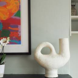 Mid-Season Sale Moroccan Unglazed Tamegroute Abstract Sculpture, Ecru & Terracotta, Unique Handmade Ceramic Craftsmanship - thumbnail 2