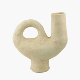 Mid-Season Sale Moroccan Unglazed Tamegroute Abstract Sculpture, Ecru & Terracotta, Unique Handmade Ceramic Craftsmanship - thumbnail 3