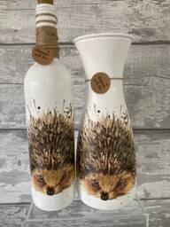 Hedgehog Vase & Light Up Bottle Set, Gifts, Nature Lovers - thumbnail 1