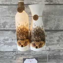 Hedgehog Vase & Light Up Bottle Set, Gifts, Nature Lovers - thumbnail 2