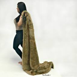 Plush Faux Fur Throw Blanket, Brown Wolf Lynx Shag, Usa Made - thumbnail 1