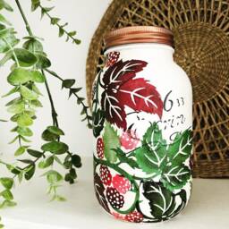 Berry Design Mason Jar - Handmade, Decorated, Gift, Personalised, Raspberry, Blackberry, Home Decor, Vase, Storage - thumbnail 3