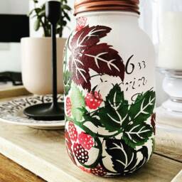 Berry Design Mason Jar - Handmade, Decorated, Gift, Personalised, Raspberry, Blackberry, Home Decor, Vase, Storage - thumbnail 2