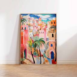 Algeria Travel Print, Algerian Floral Poster, Islamic Wall Art, Folk Art Middle Eastern Decor, Print - thumbnail 3