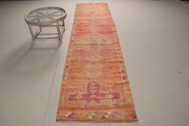 Pink Kitchen Rugs, Turkish Rug, Anatolian Vintage Rugs For Indoor, 2.8x11.6 Ft Area Bohemian Bedroom Rug - image 1