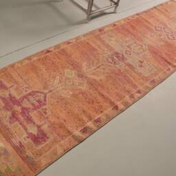 Pink Kitchen Rugs, Turkish Rug, Anatolian Vintage Rugs For Indoor, 2.8x11.6 Ft Area Bohemian Bedroom Rug - thumbnail 2