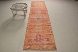 Pink Kitchen Rugs, Turkish Rug, Anatolian Vintage Rugs For Indoor, 2.8x11.6 Ft Area Bohemian Bedroom Rug - thumbnail 1