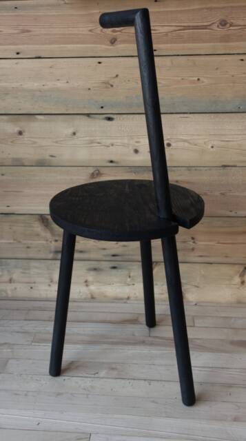 Custom Scorched Oak Table With Handle Modern Side - image 1
