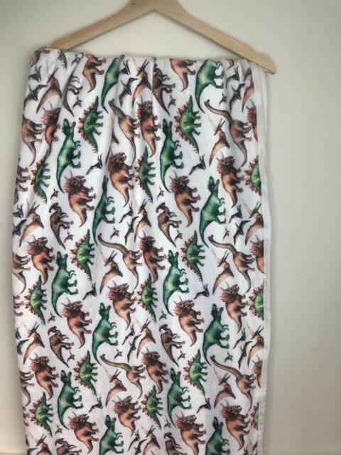 Handmade Dinosaur Fleece Baby Blanket, Jurassic Dino Pram Cover - image 1