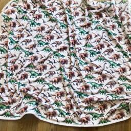Handmade Dinosaur Fleece Baby Blanket, Jurassic Dino Pram Cover - thumbnail 2