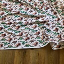 Handmade Dinosaur Fleece Baby Blanket, Jurassic Dino Pram Cover - thumbnail 3