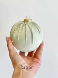 Handmade Tea Green Satin Christmas Ornament Holiday Ball Decoration - thumbnail 1