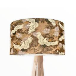 New Hq Beige Brown & Navy Blue Crane Bird Japanese Print Lamp Shade Pendant Drum - thumbnail 2
