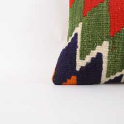 striped Kilim Pillow Cover Orange Turkish Throw - 12x20 - thumbnail 2