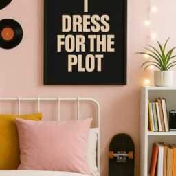 I Dress For The Plot - Bold Funny Quote Print, Fashion Wall Art, Dark Aesthetic Poster, Statement Typography Closet Or Bedroom Teen - thumbnail 2