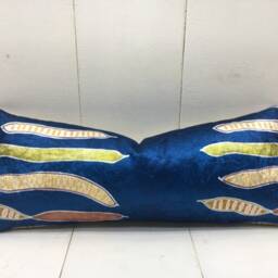 Silk Ikat Lumbar Pillow Cover, Handwoven Accent Cushion - 10x24 - thumbnail 2