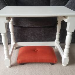 Orange Little Foot Stool Handmade Under Desk Footrest - thumbnail 3