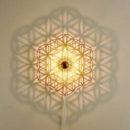 Wall Lamp Flower Of Life - Shadow Wooden Lampshade Ceiling Light Sacred Geometry - thumbnail 3