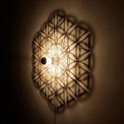 Wall Lamp Flower Of Life - Shadow Wooden Lampshade Ceiling Light Sacred Geometry - thumbnail 2