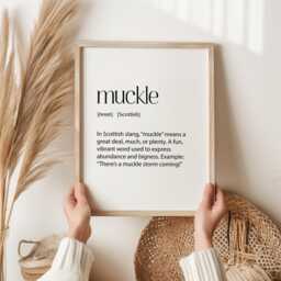 Muckle Scottish Word Print - Slang Definition Wall Art Scotland Gift Dictionary Style Typography - thumbnail 1