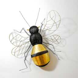 Large Bronze Bee Sculpture, Insect Wire Art Original Design, Bug Wall Decor - thumbnail 2